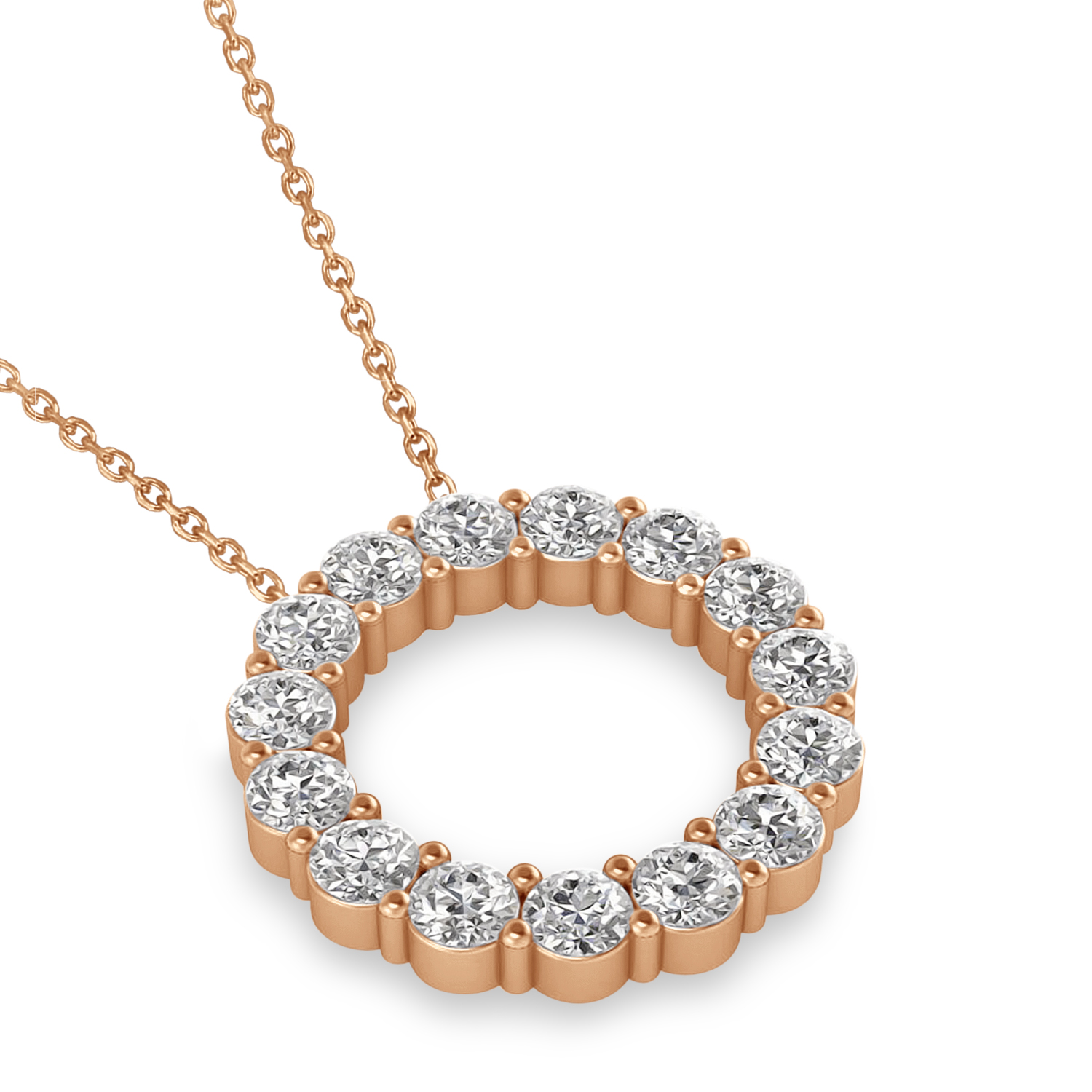 Moissanite Circle of Life Pendant Necklace 14k Rose Gold