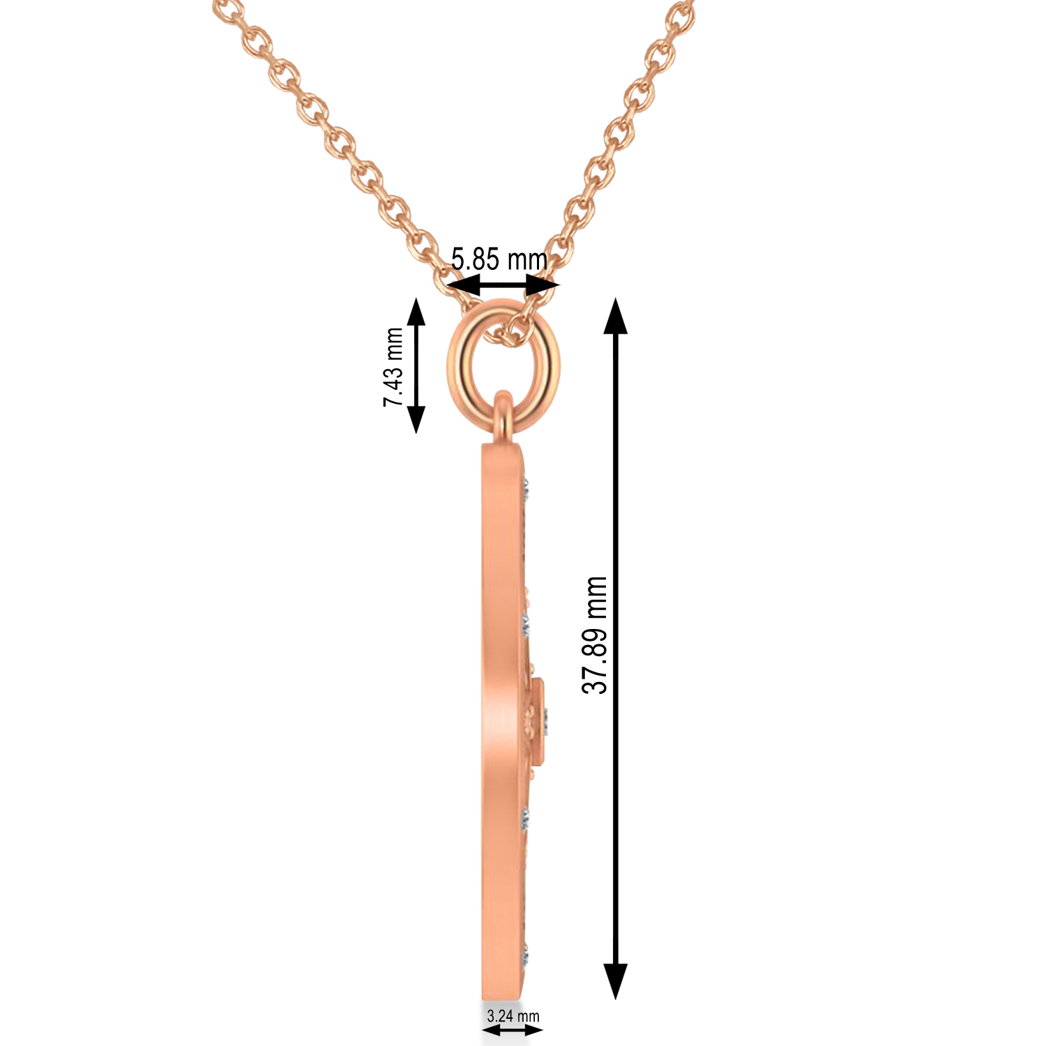 Compass Necklace Pendant For Men Diamond Accented 14kRose Gold (0.38ct)