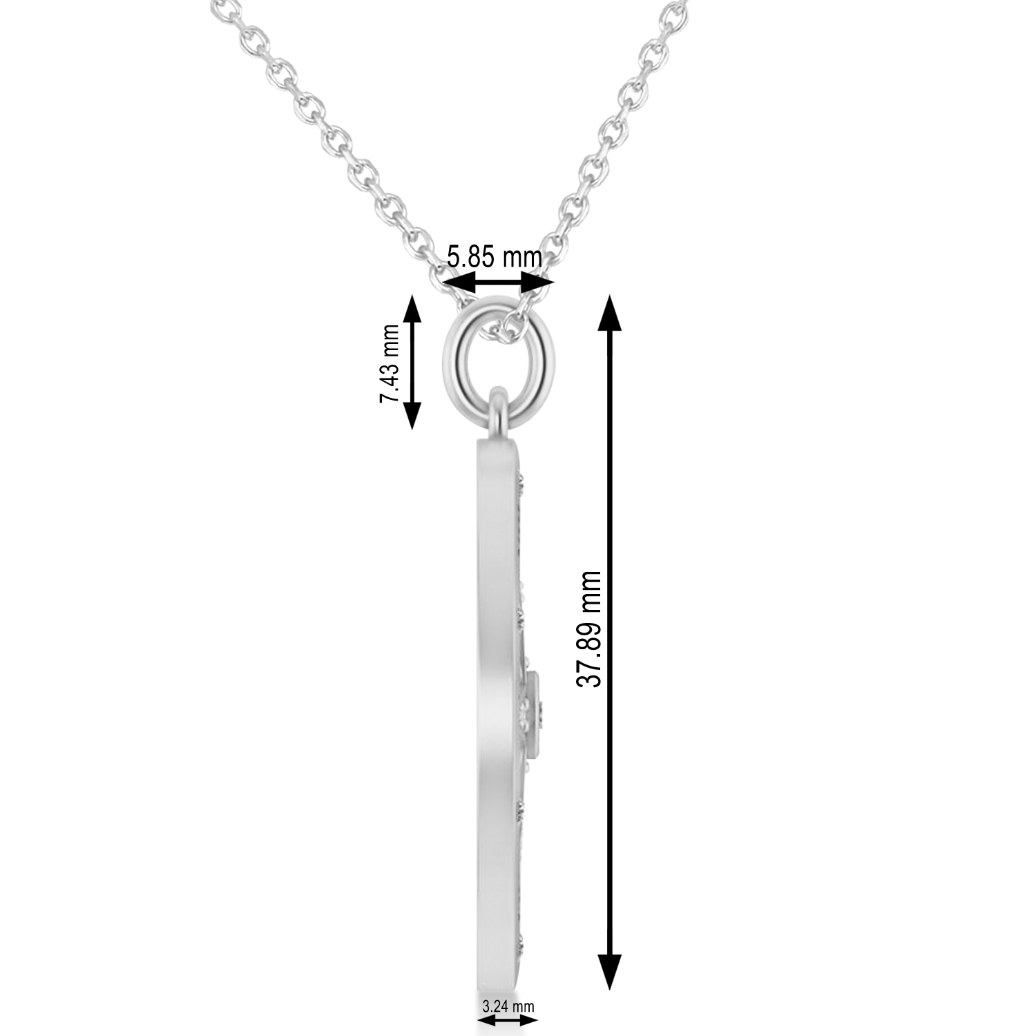 Compass Necklace Pendant For Men Diamond Accented 14k White Gold (0.38ct)