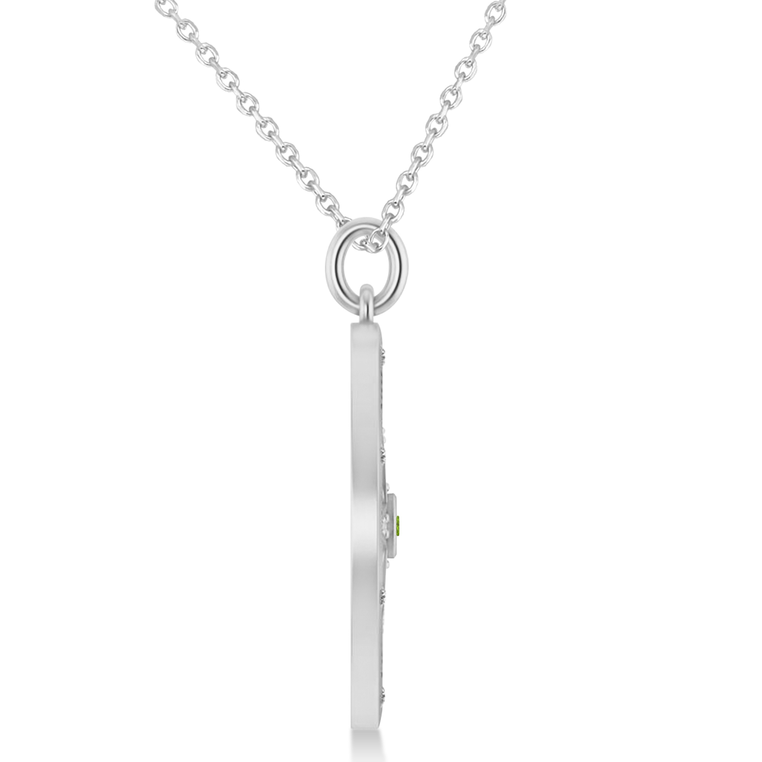 Compass Pendant For Men Peridot & Diamond Accented 14k White Gold (0.38ct)