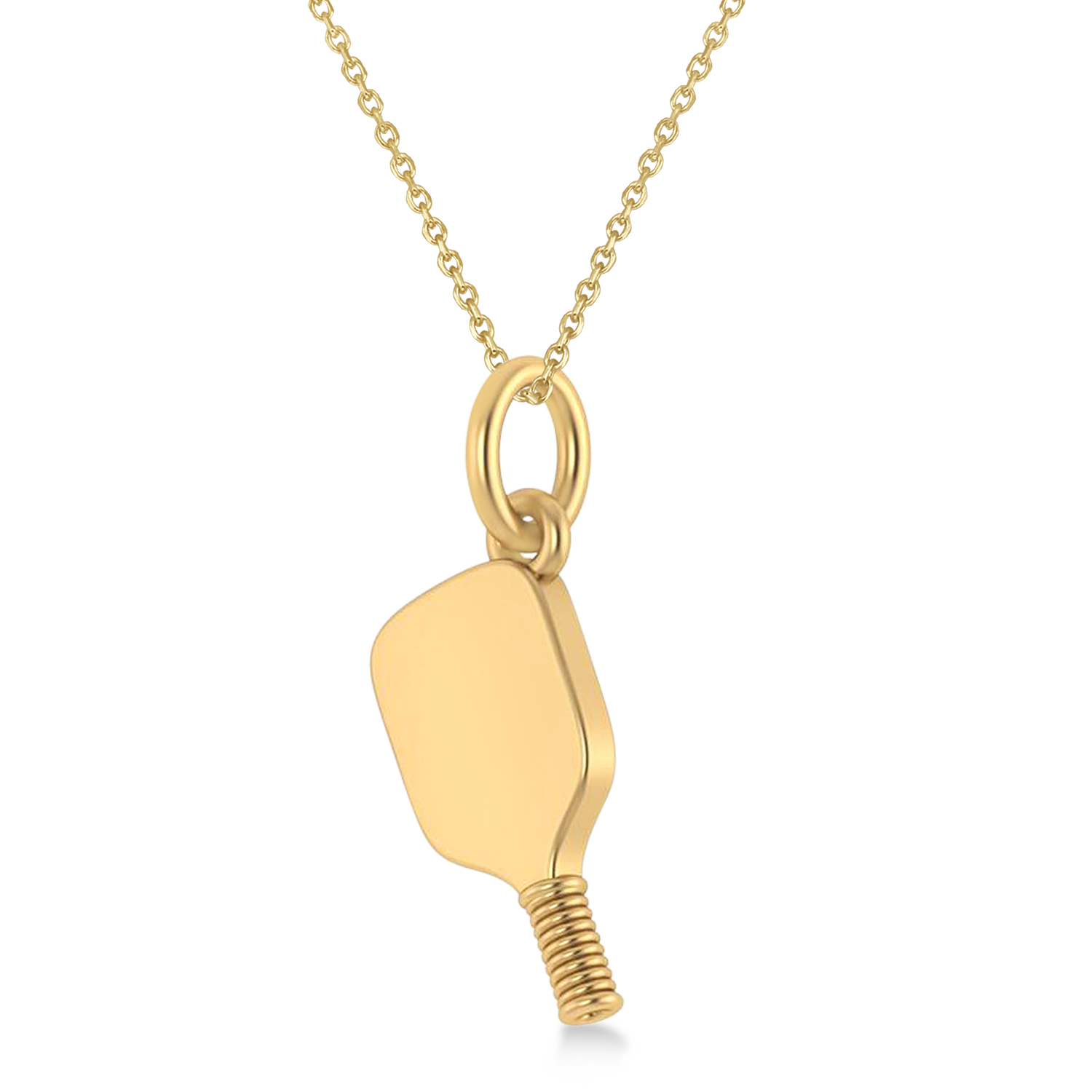 Pickleball Paddle Pendant Necklace 14K Yellow Gold