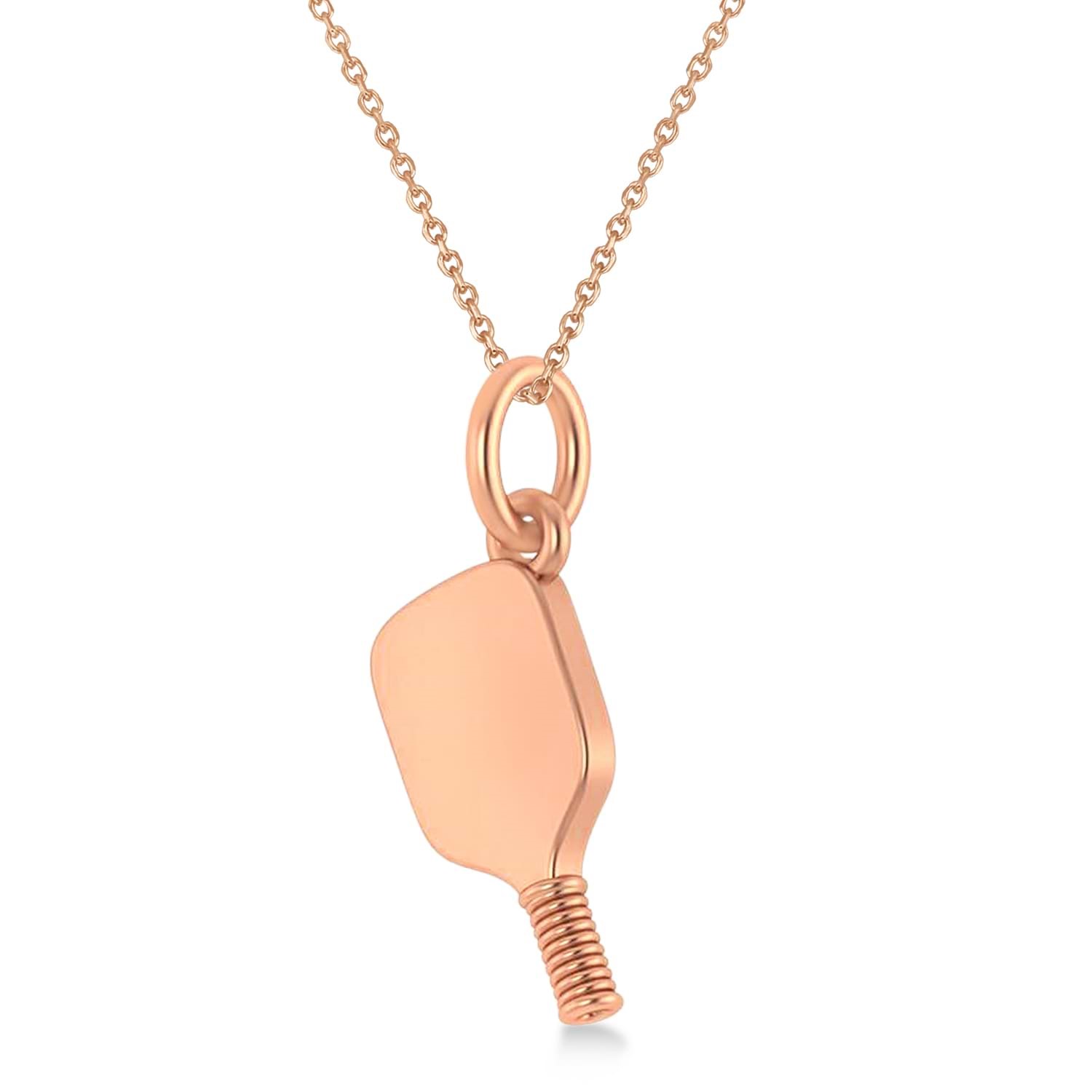 Pickleball Paddle Pendant Necklace 18K Rose Gold
