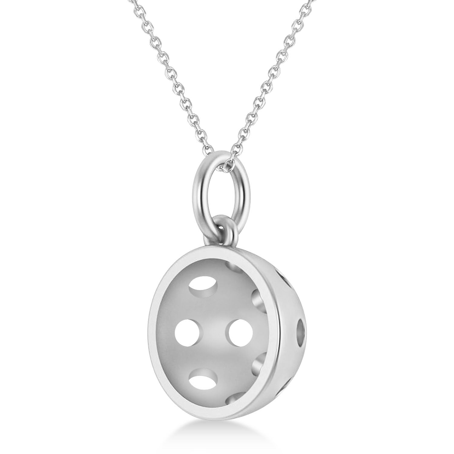 Pickleball Pendant Necklace 14k White Gold