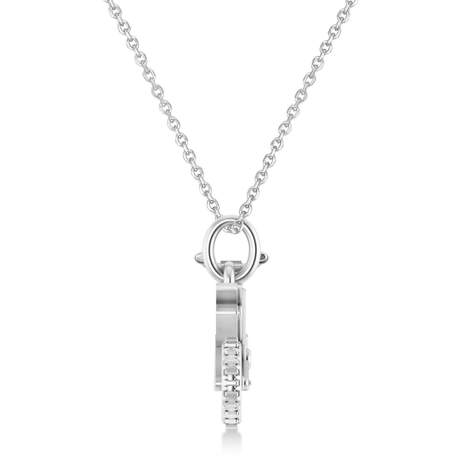 Motorcycle Charm Men's Pendant Necklace 14K White Gold