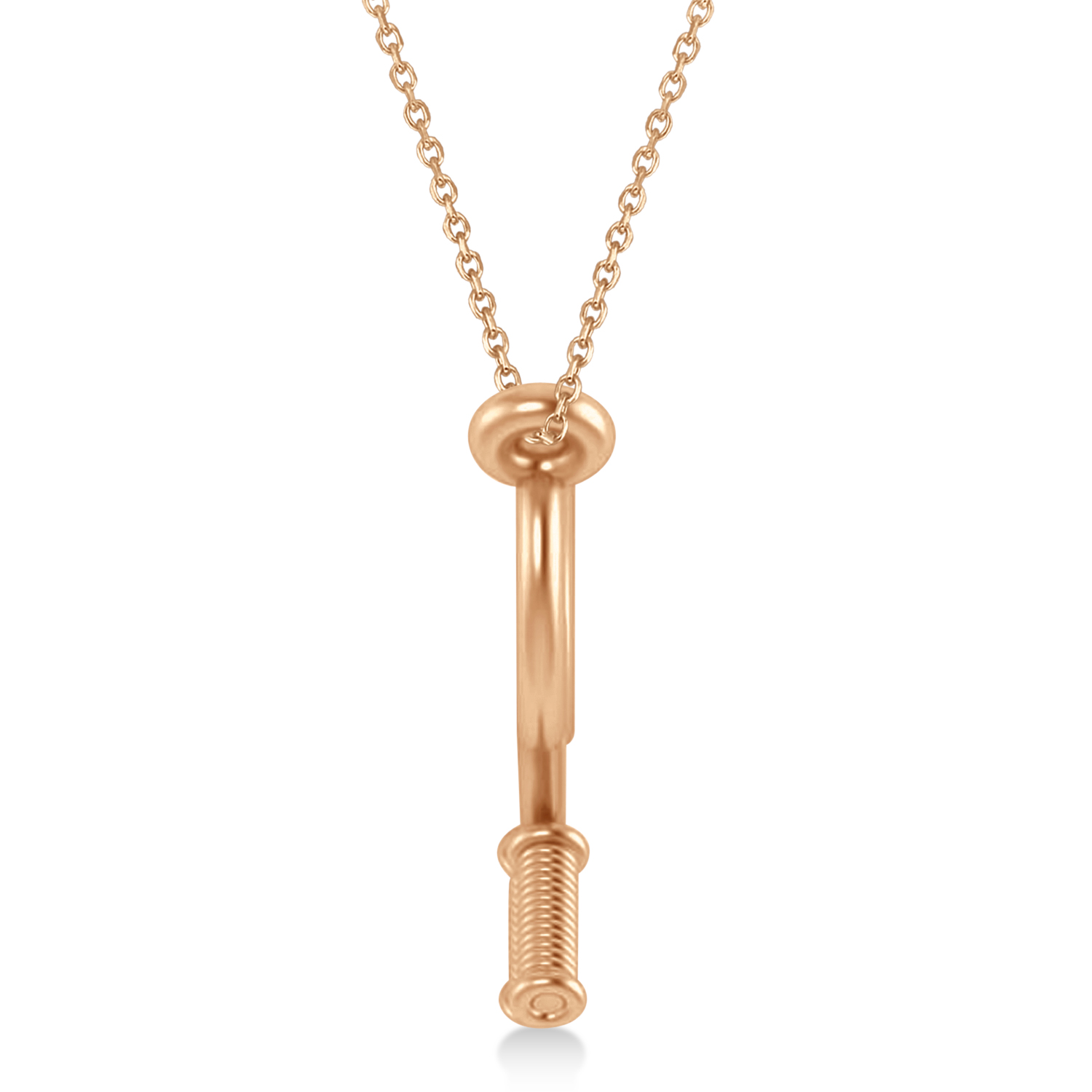Double Tennis Racket Charm Pendant Necklace 18K Rose Gold