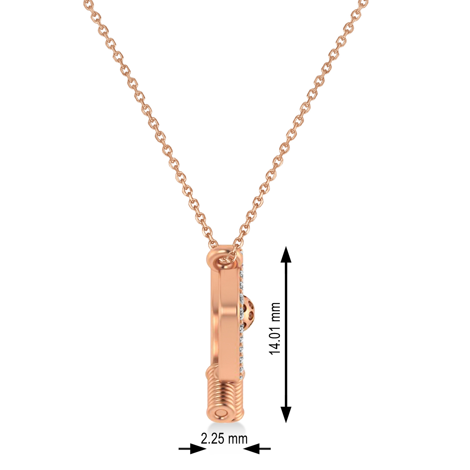 Diamond Dual Pickleball Paddles Pendant Necklace 14K Rose Gold (0.25ct)