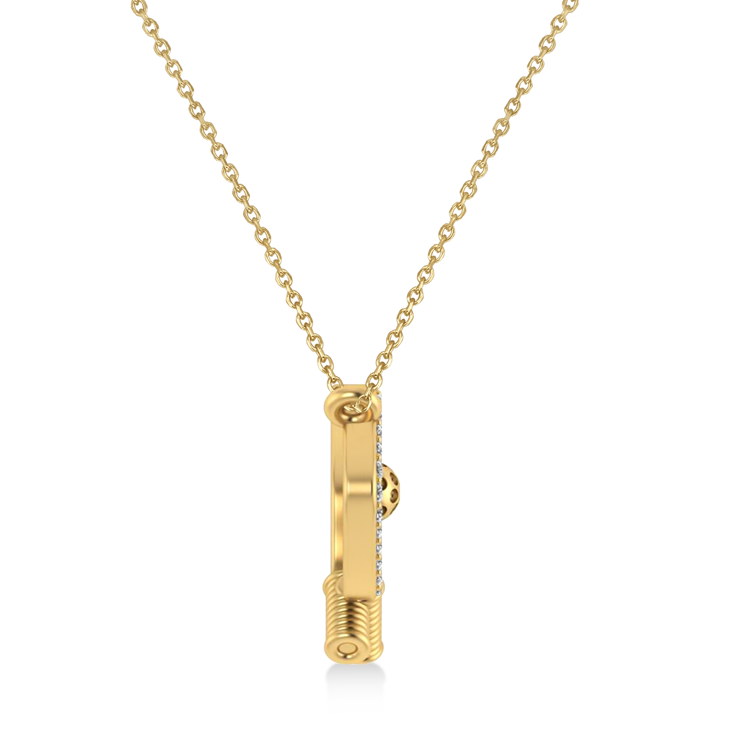 Diamond Dual Pickleball Paddles Pendant Necklace 14K Yellow Gold (0.25ct)