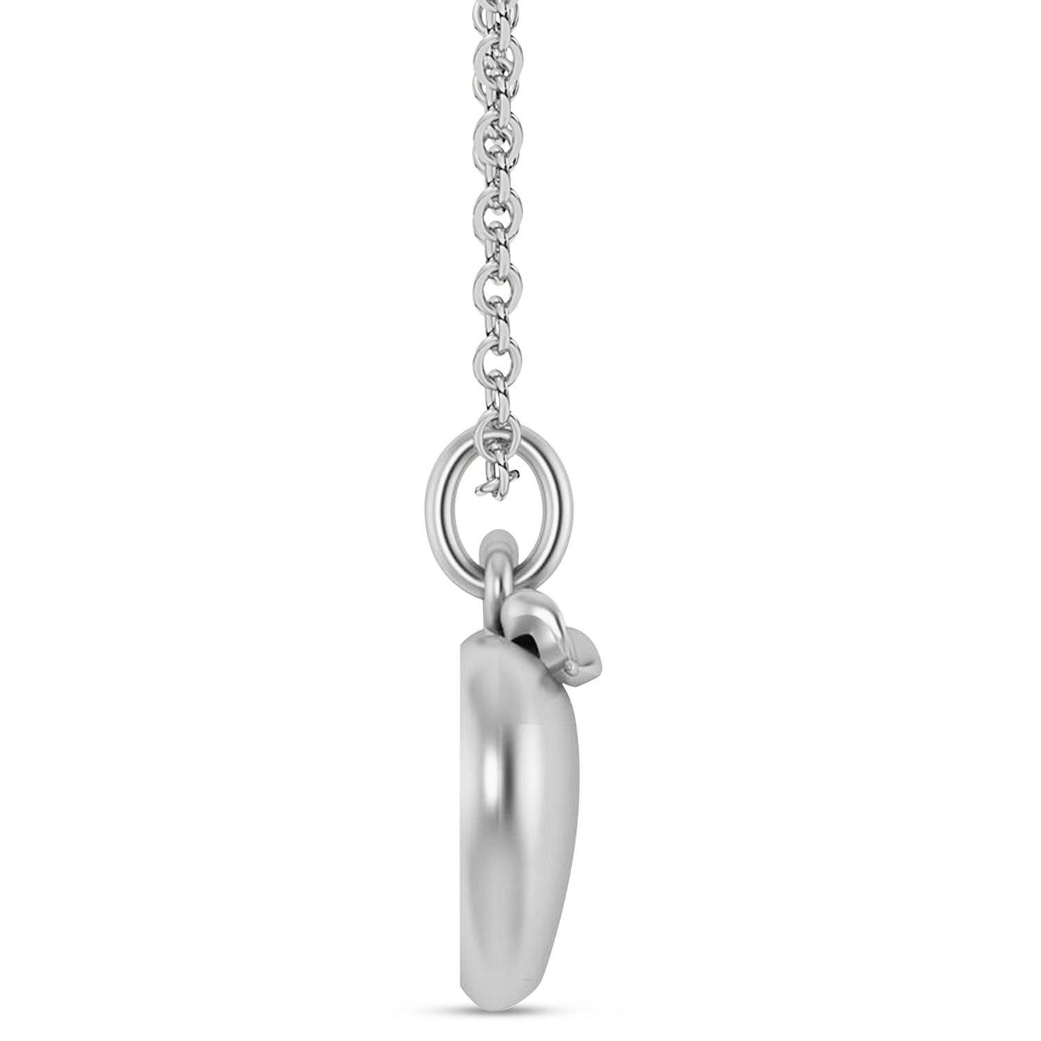 Apple Charm Pendant Necklace 14K White Gold