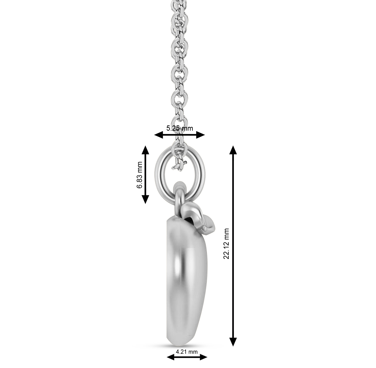 Apple Charm Pendant Necklace 14K White Gold