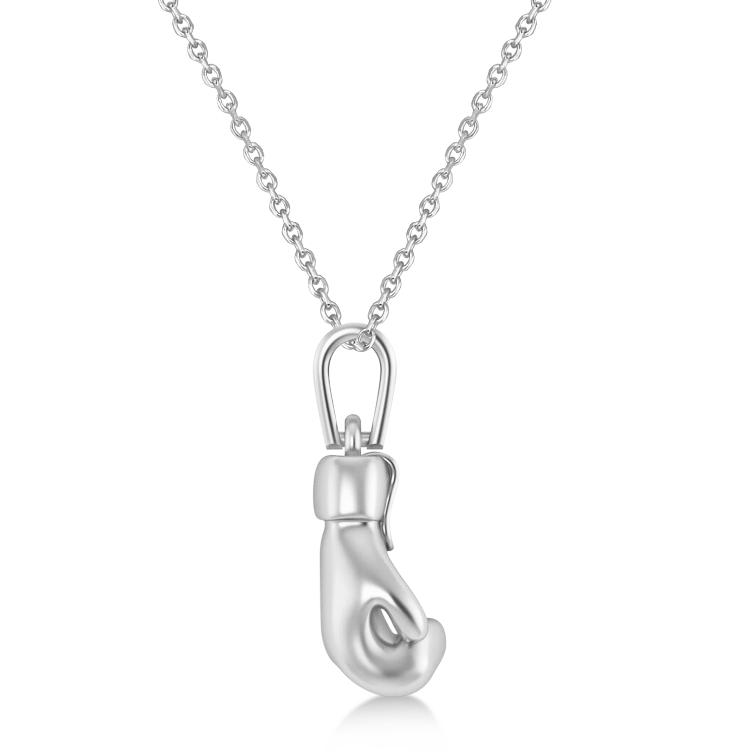 Boxing Glove Charm Men's Pendant Necklace 14K White Gold