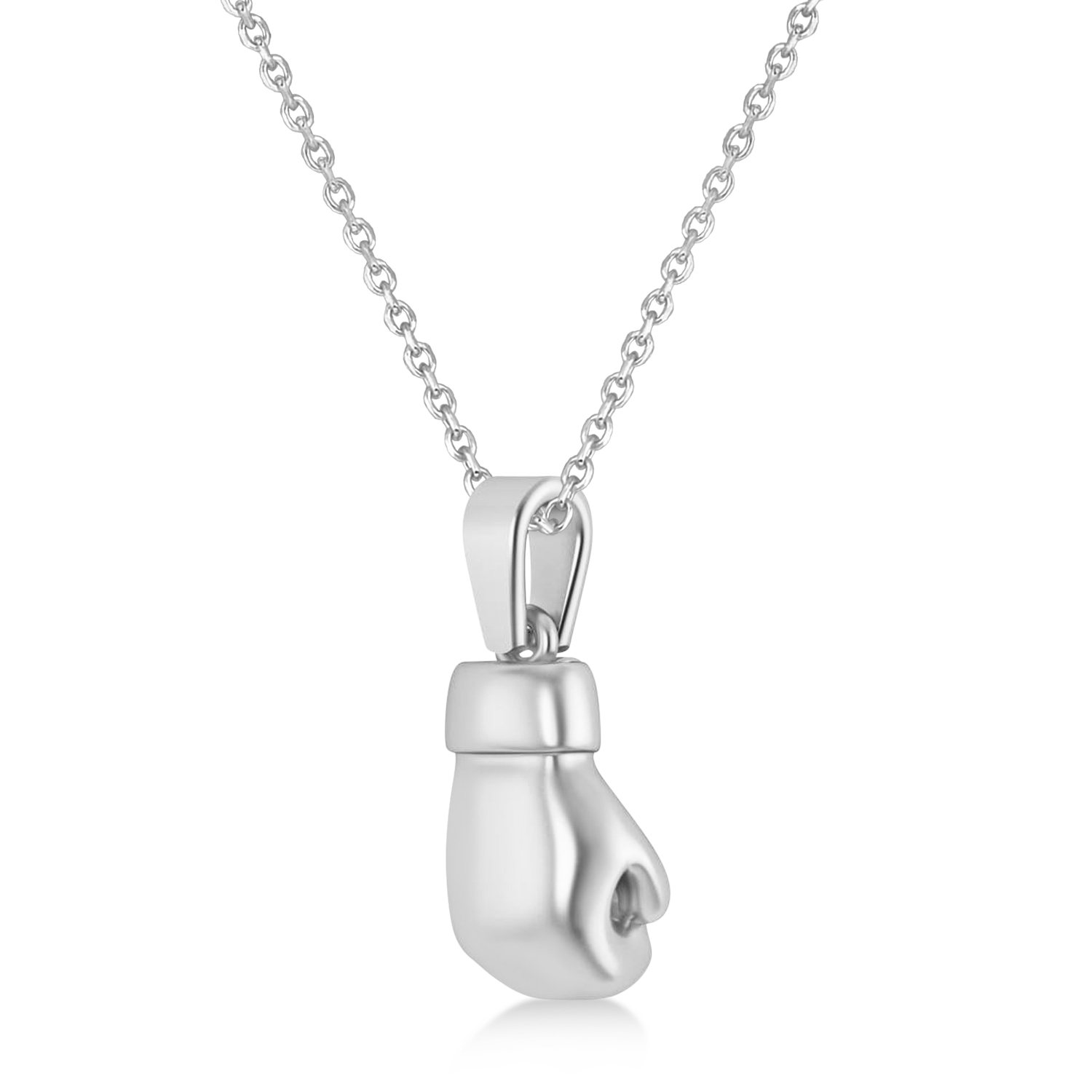 Boxing Glove Charm Men's Pendant Necklace 14K White Gold
