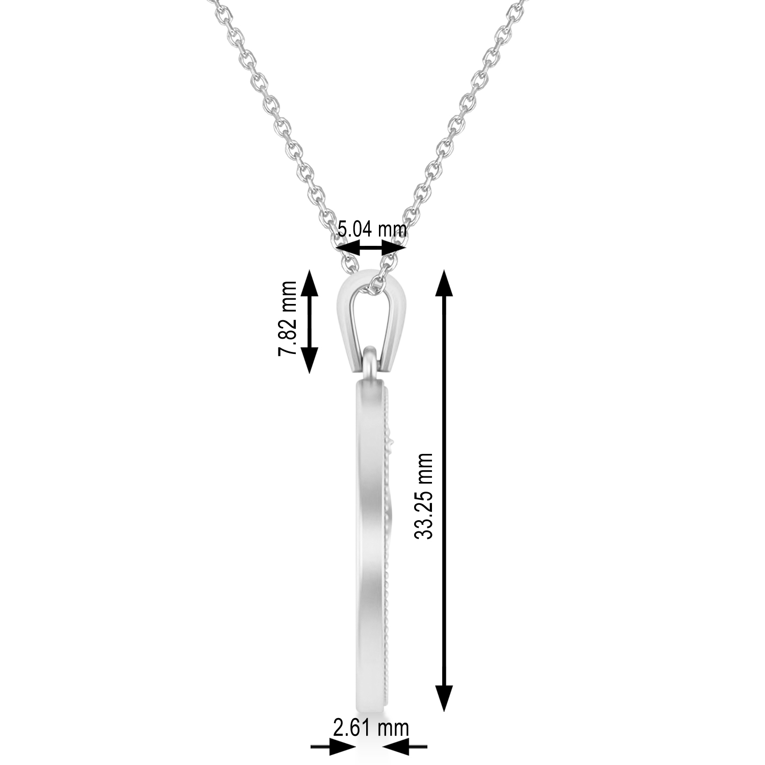 Dragon Charm Pendant Necklace 14K White Gold