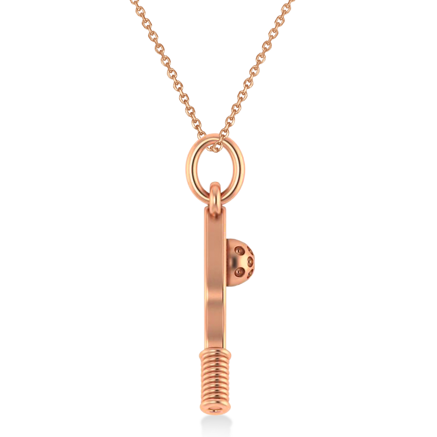 Large Pickleball Paddle Pendant Necklace 14k Rose Gold