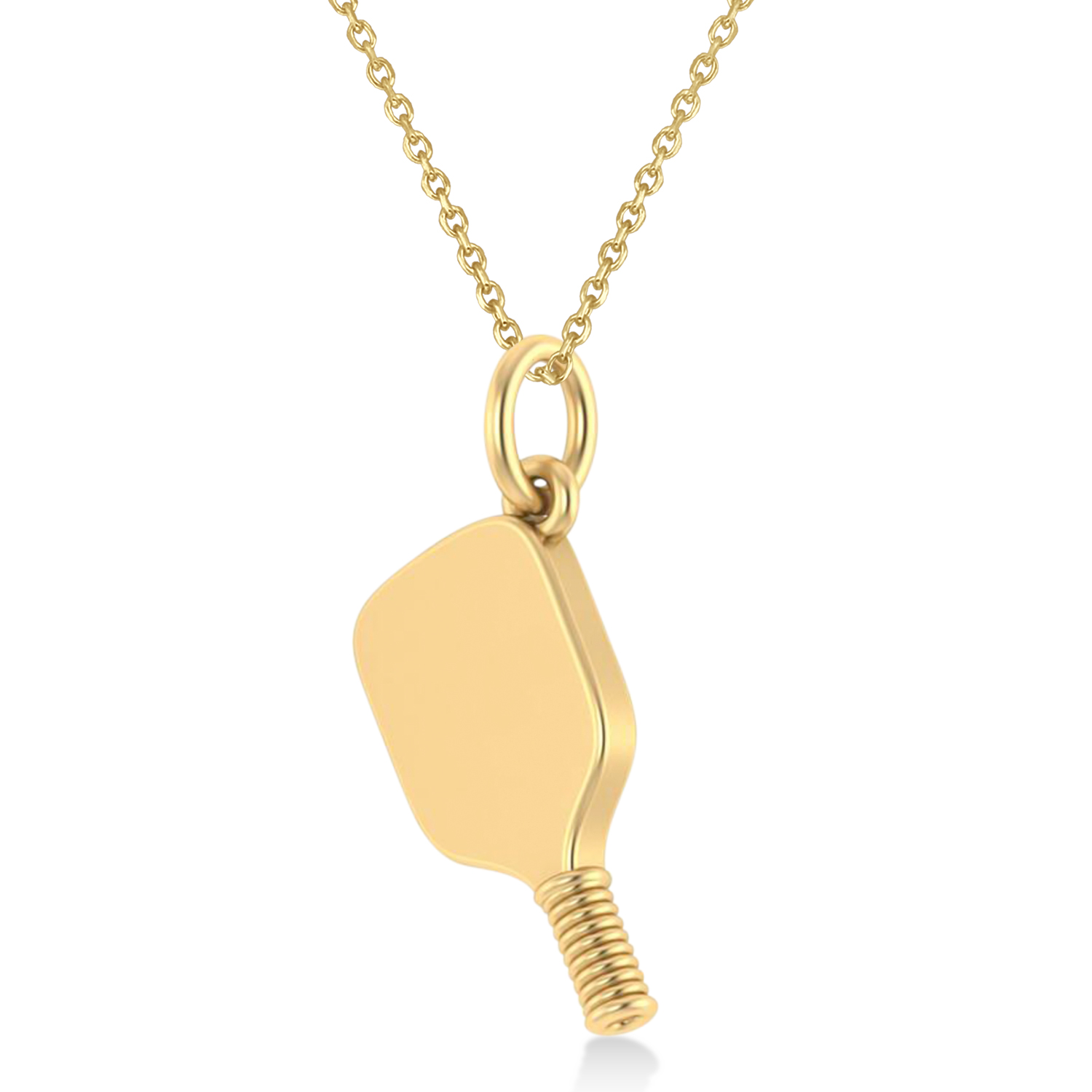 Large Pickleball Paddle Pendant Necklace 14k Yellow Gold