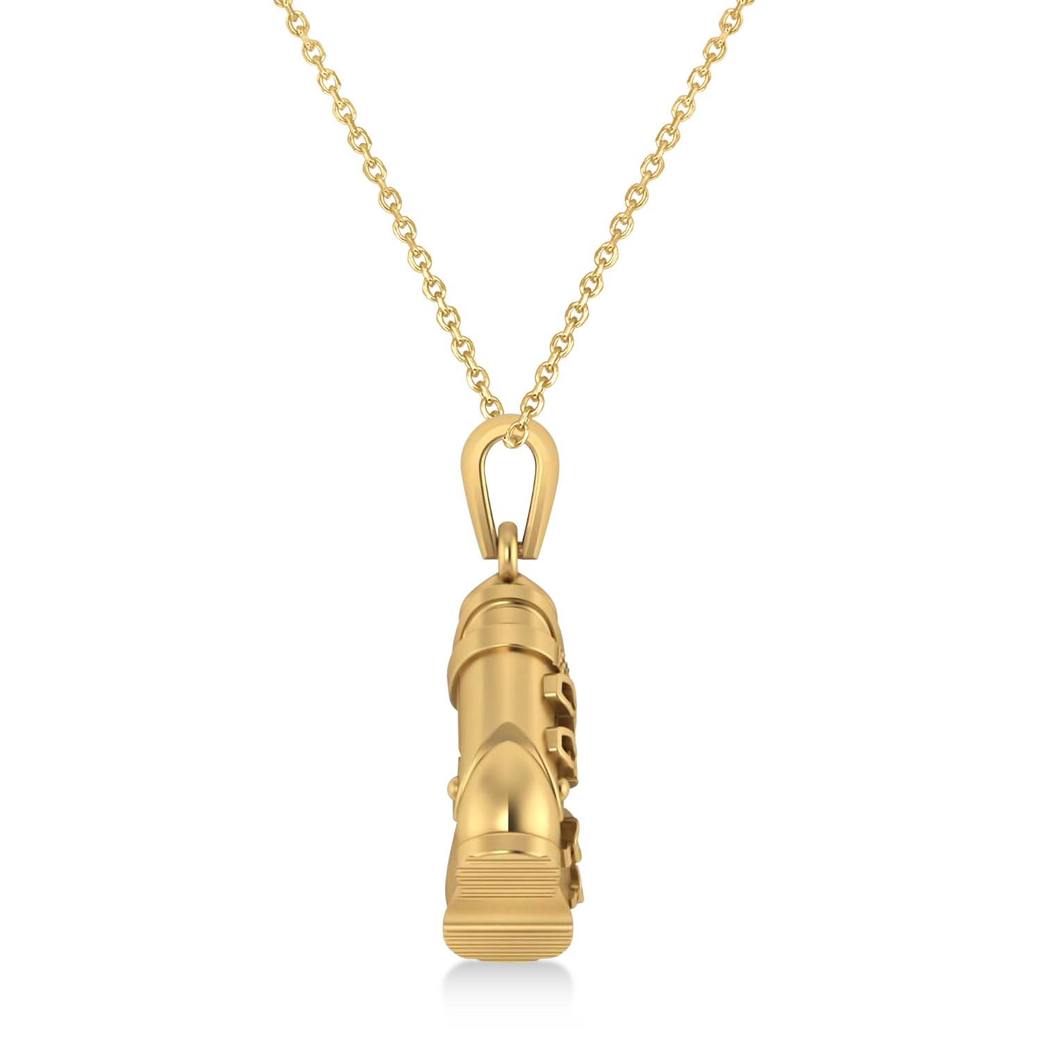 Ski Boot Charm Pendant Necklace 14K Yellow Gold