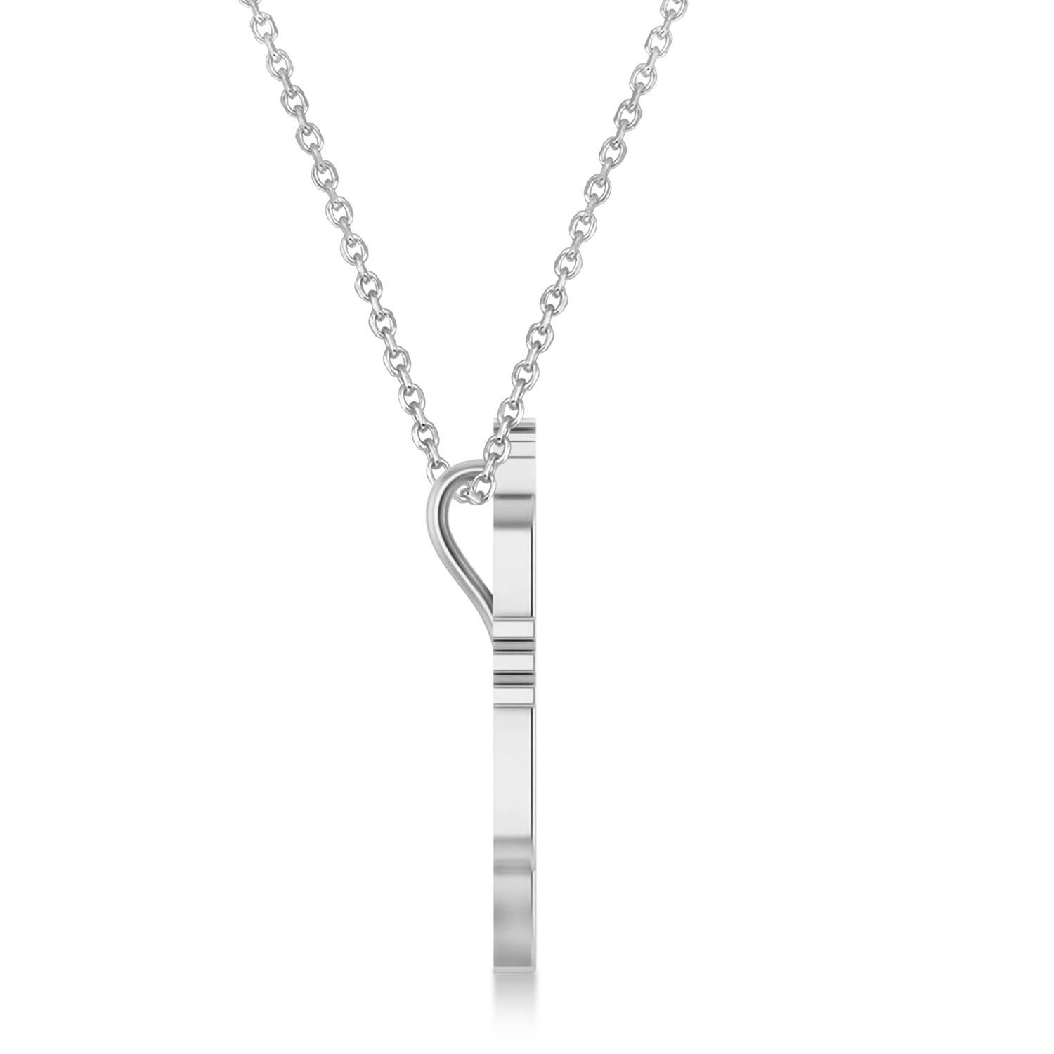 Trumpet Music Pendant Necklace 14K White Gold