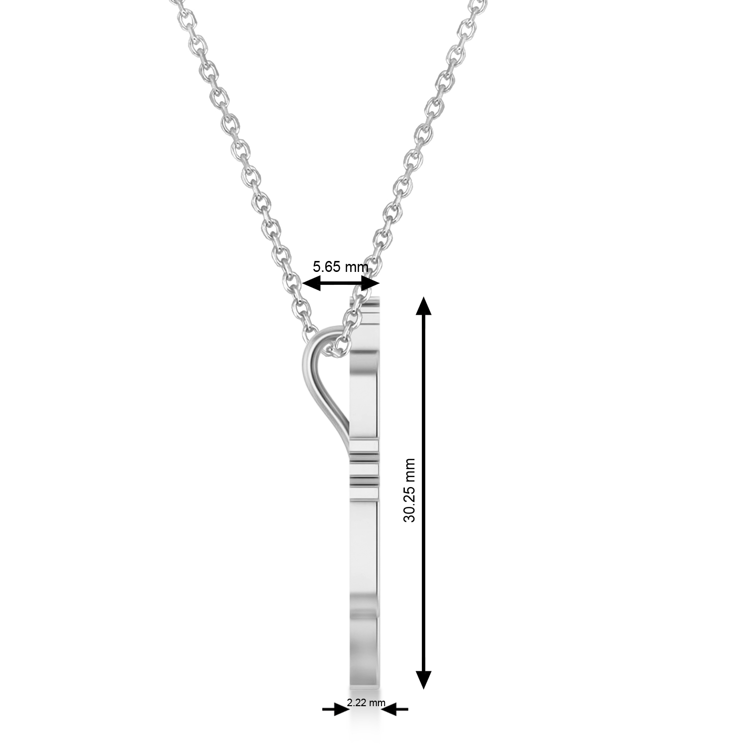 Trumpet Music Pendant Necklace 14K White Gold