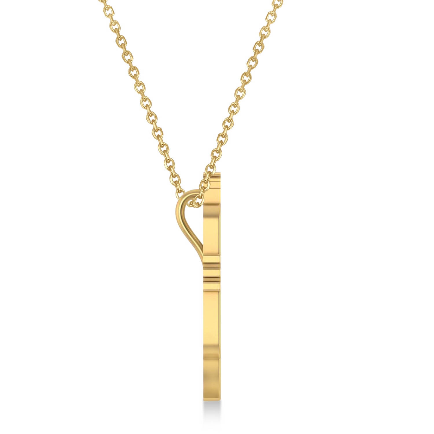 Trumpet Music Pendant Necklace 14K Yellow Gold