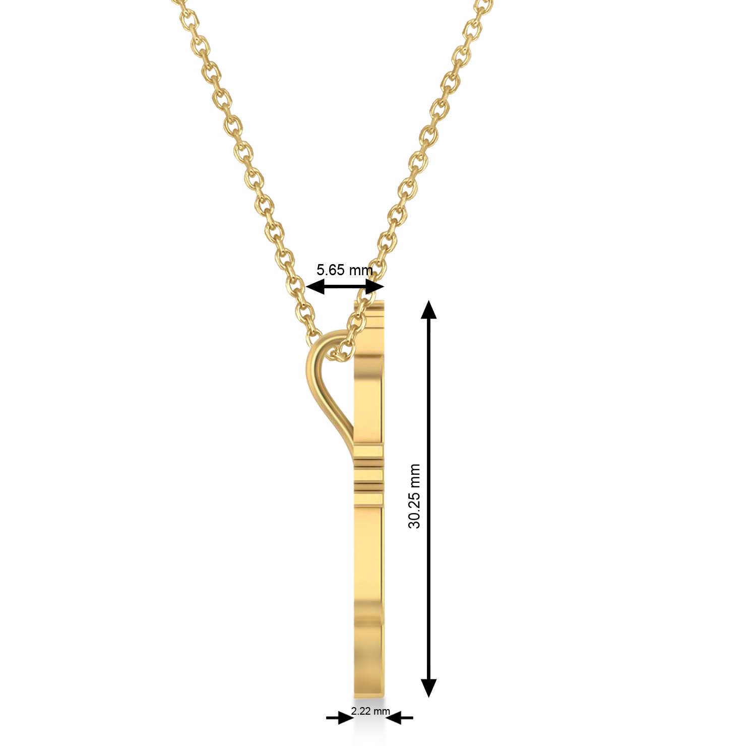 Trumpet Music Pendant Necklace 14K Yellow Gold
