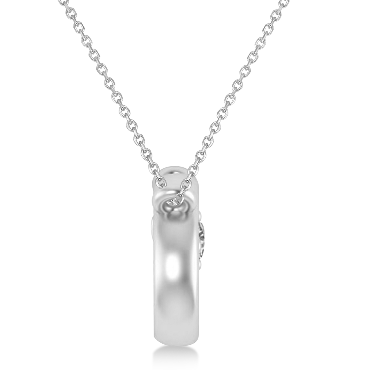 Tennis Racket with Diamond Ball Pendant Necklace 14k White Gold (0.05ct)
