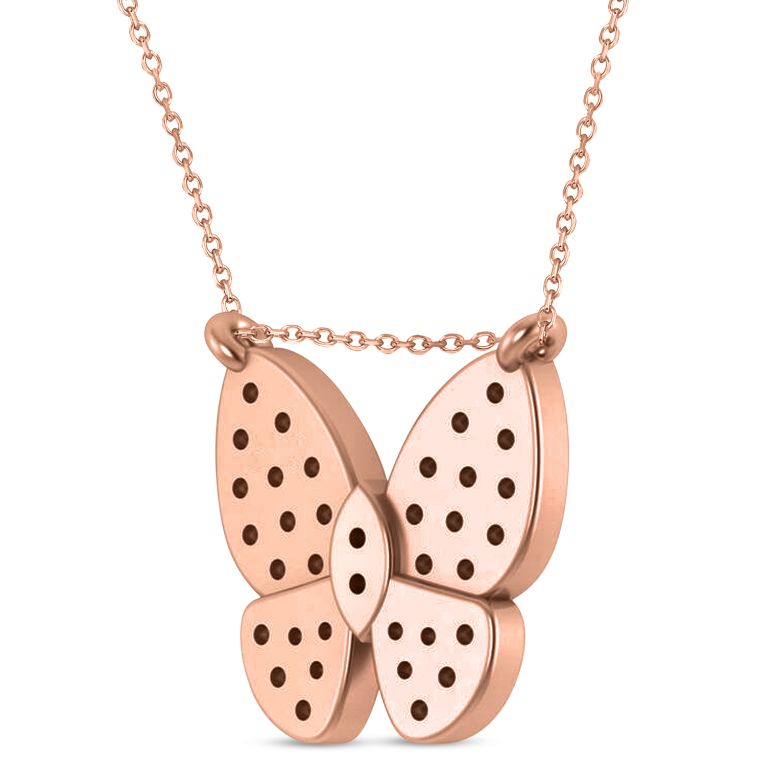 Lab Grown Diamond Butterfly Charm Pendant Necklace 14K Rose Gold (0.51ct)