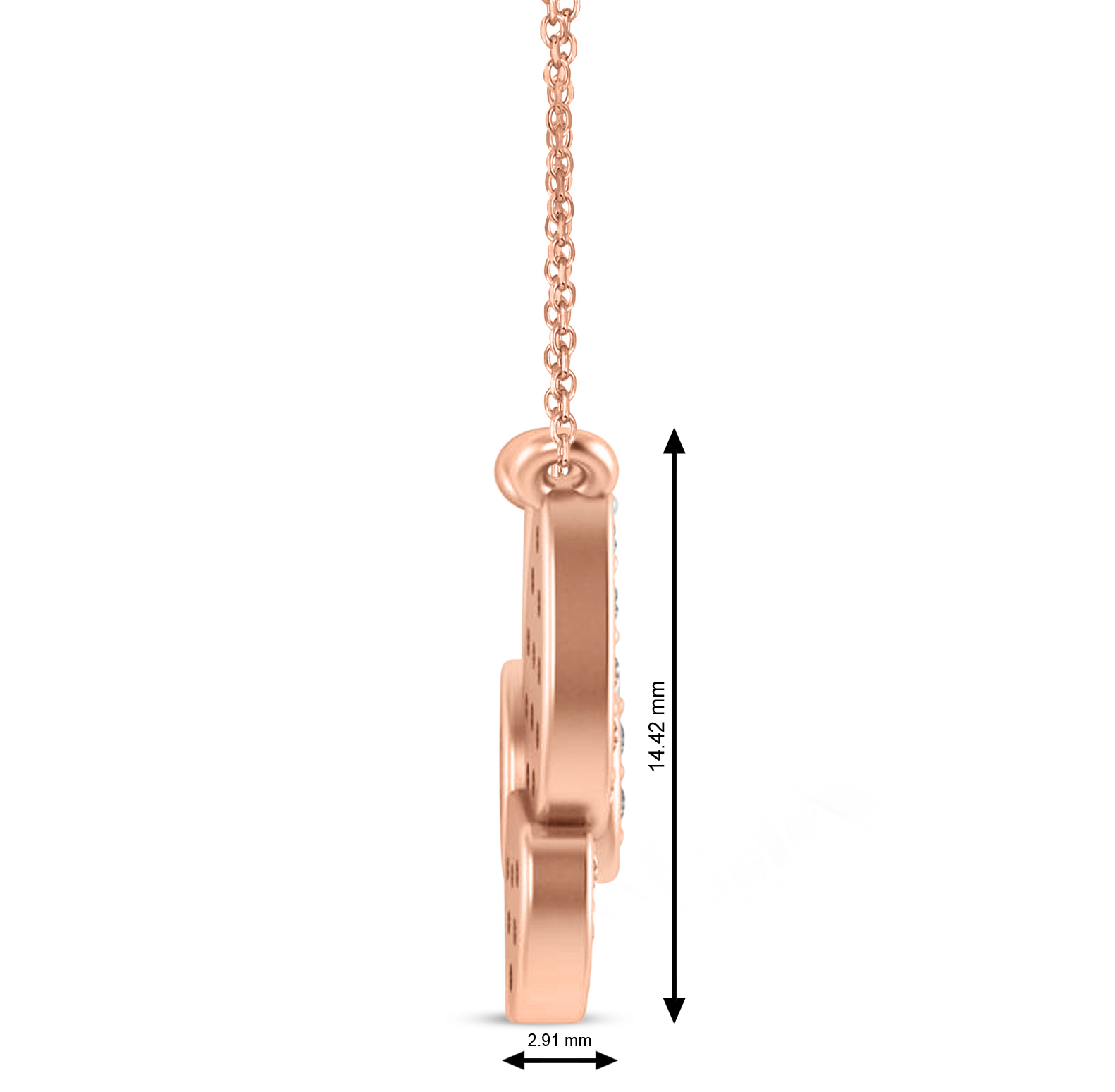 Diamond Butterfly Charm Pendant Necklace 14K Rose Gold (0.51ct)