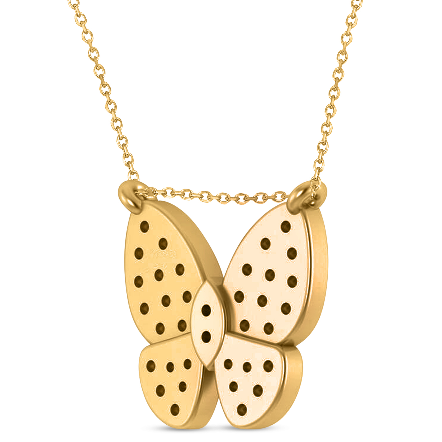 Lab Grown Diamond Butterfly Charm Pendant Necklace 14K Yellow Gold (0.51ct)