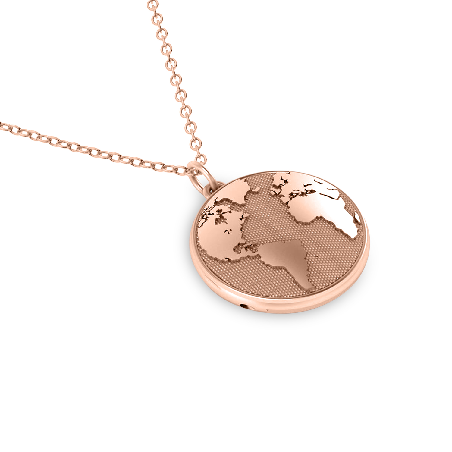 Earth's Geography Charm Locket Pendant Necklace 14K Rose Gold