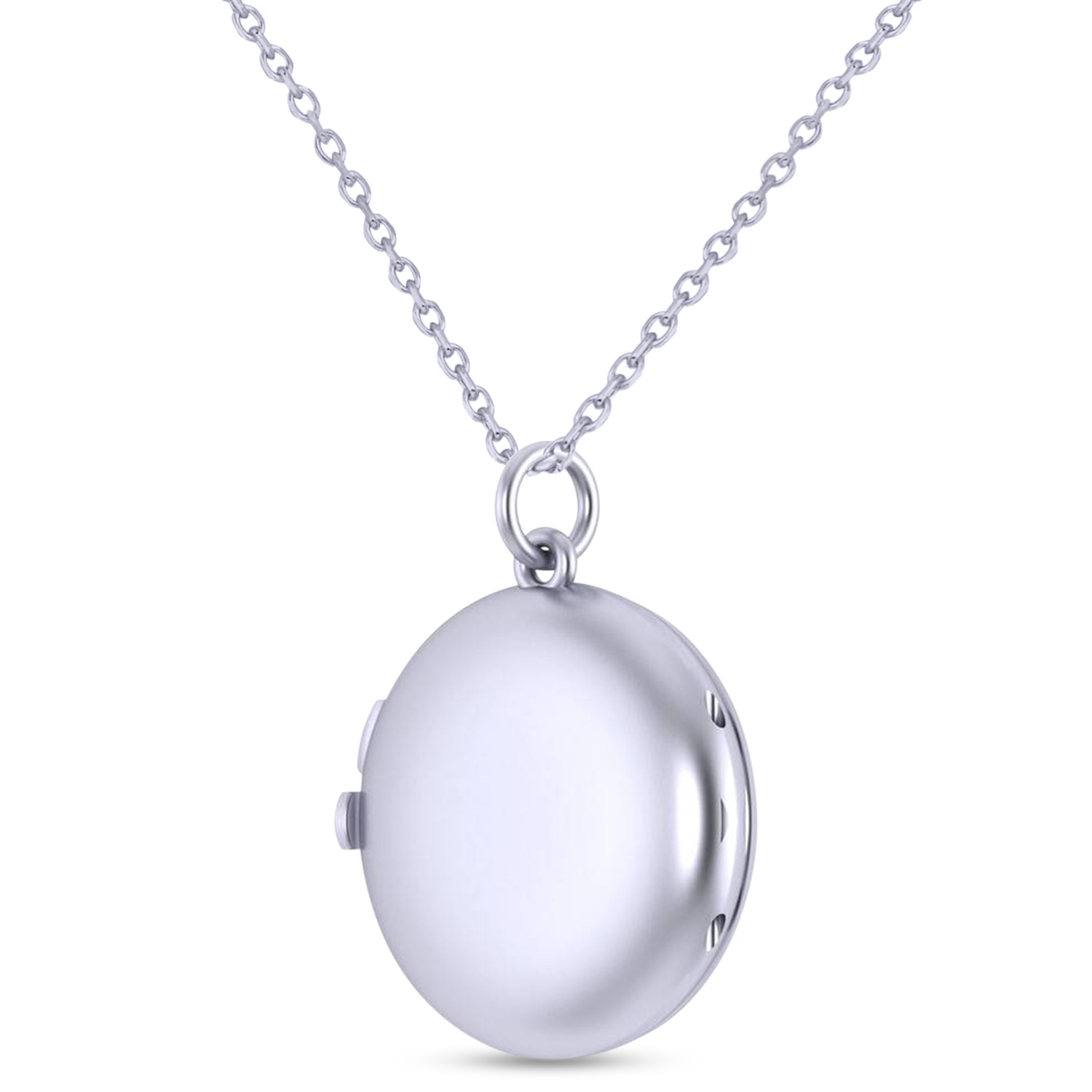 Earth's Geography Charm Locket Pendant Necklace 14K White Gold