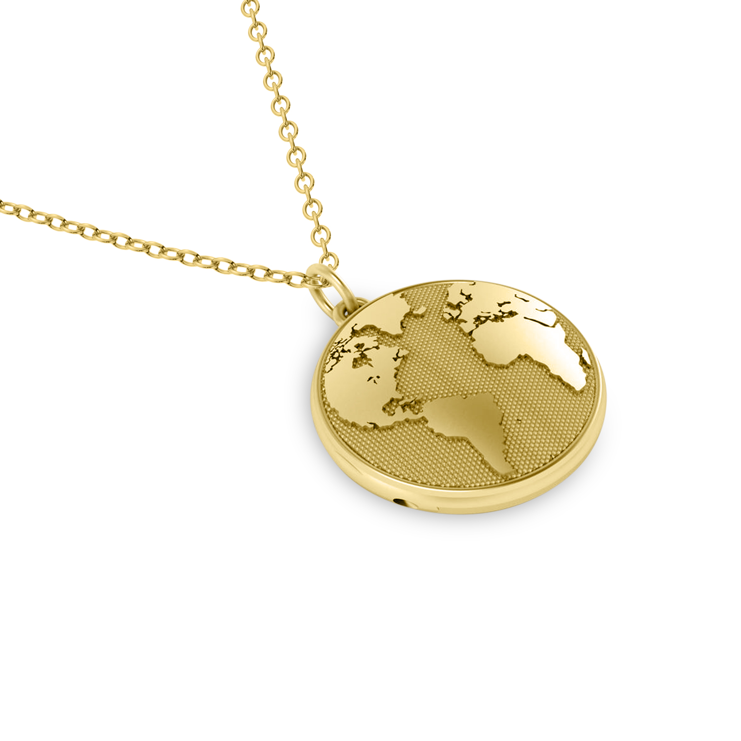 Earth's Geography Charm Locket Pendant Necklace 14K Yellow Gold