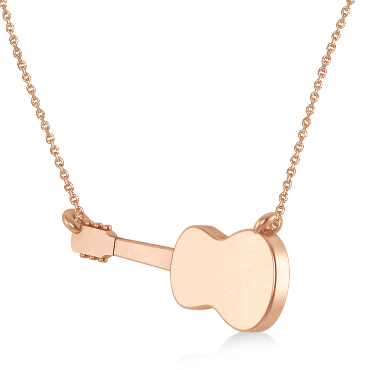 Guitar Charm Pendant Necklace Medium 14K Rose Gold