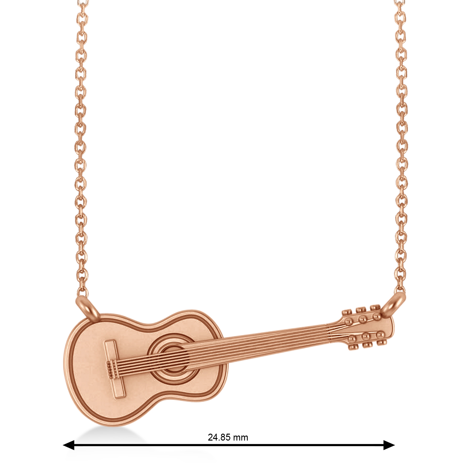 Guitar Charm Pendant Necklace Medium 14K Rose Gold