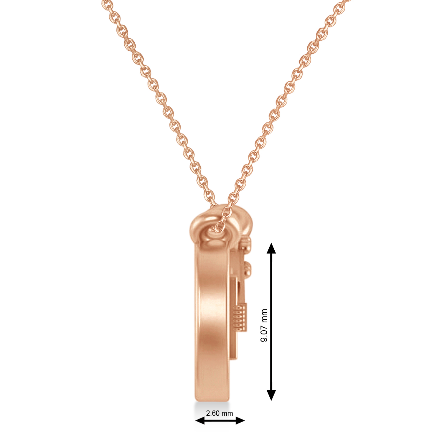 Guitar Charm Pendant Necklace Medium 14K Rose Gold