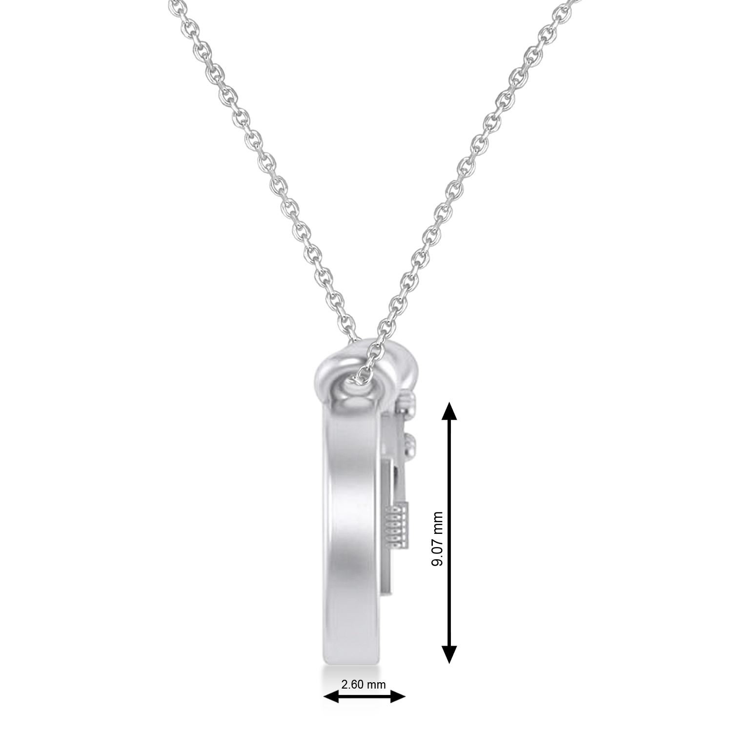 Guitar Charm Pendant Necklace Medium 14K White Gold