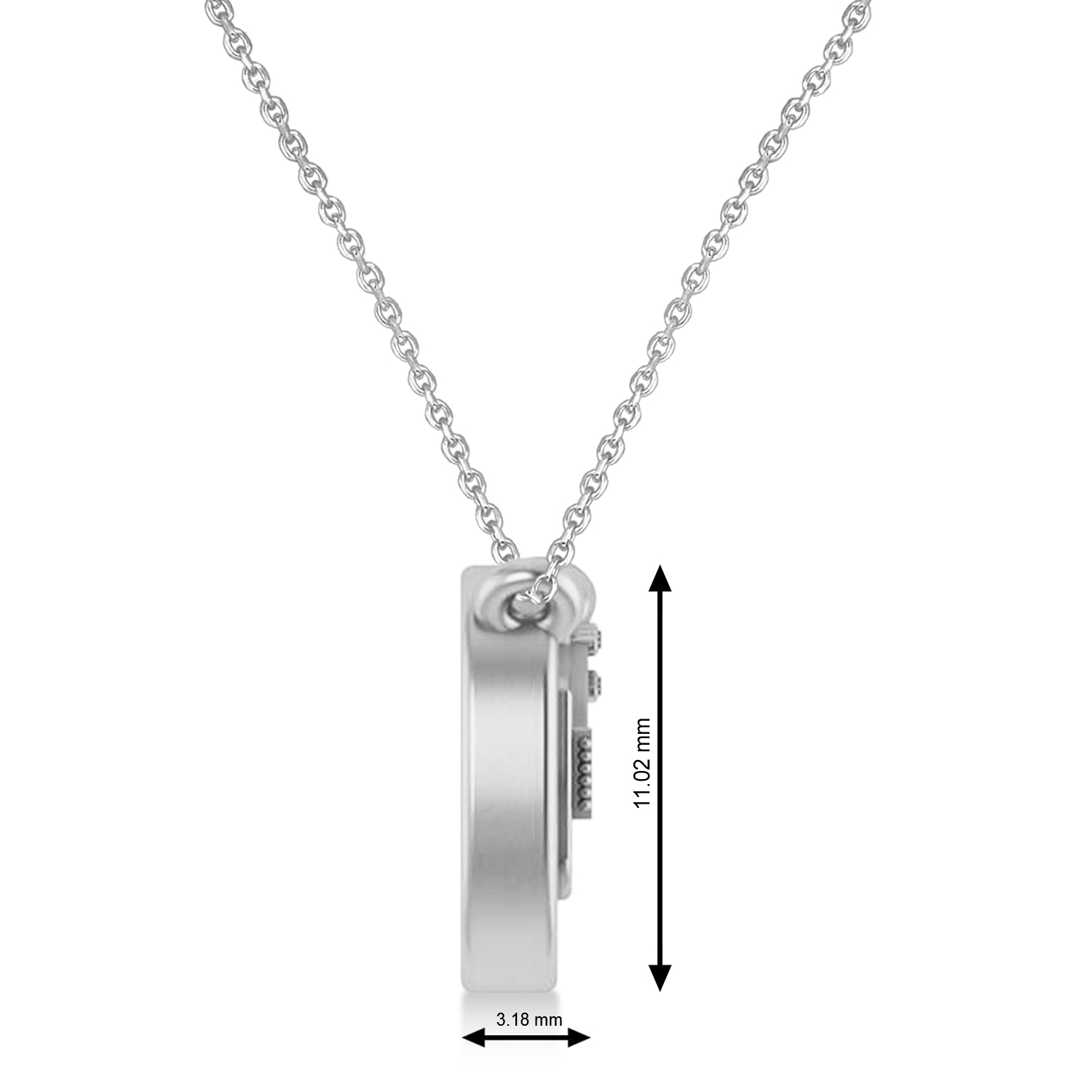 Guitar Charm Pendant Necklace Large 14K White Gold