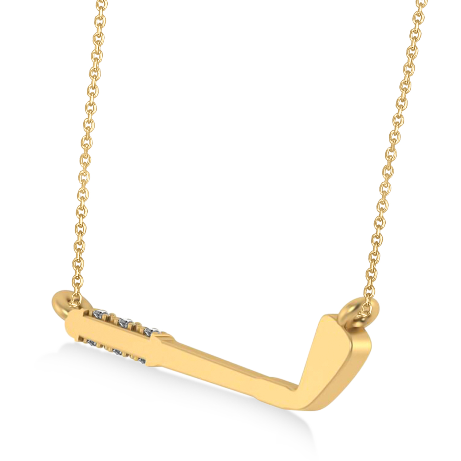 Diamond Golf Club Charm Pendant Necklace 14K Yellow Gold (0.09ct)