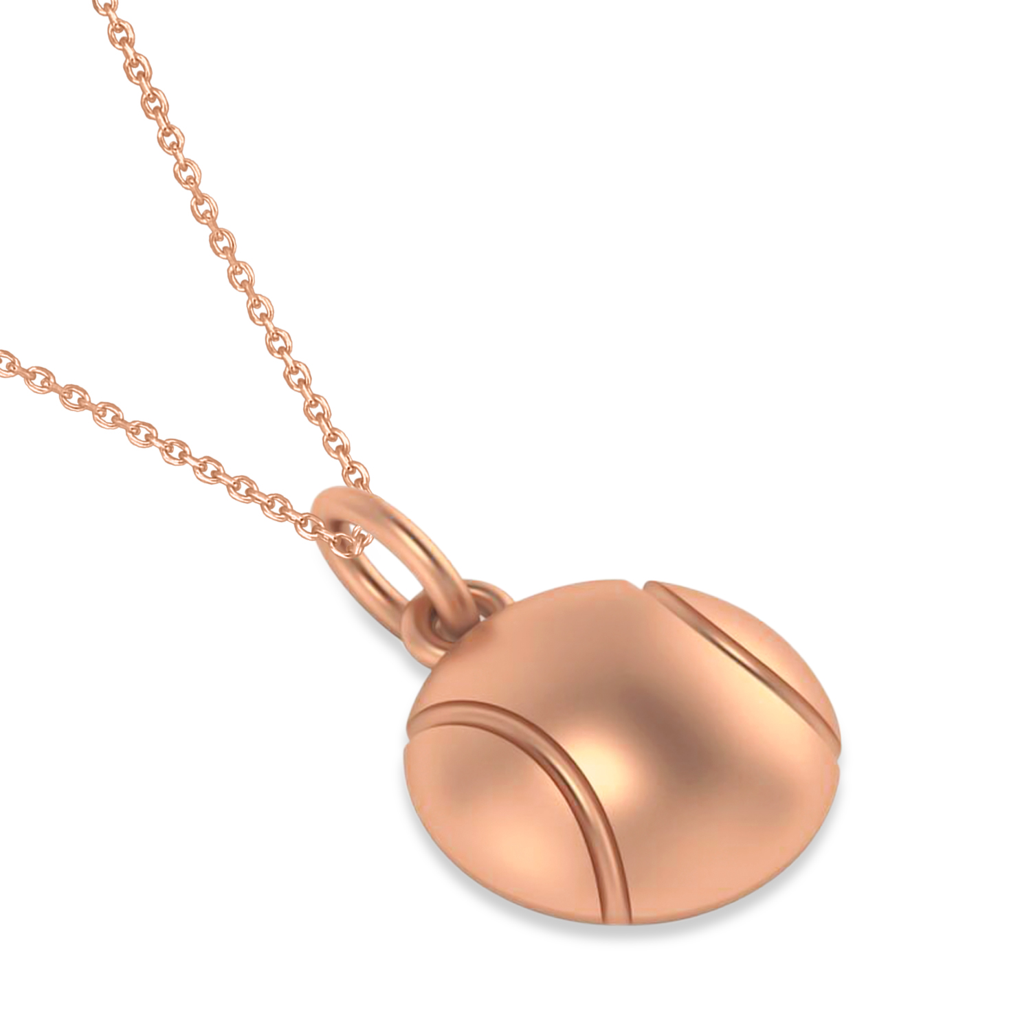 Tennis Ball Charm Pendant Necklace 14K Rose Gold