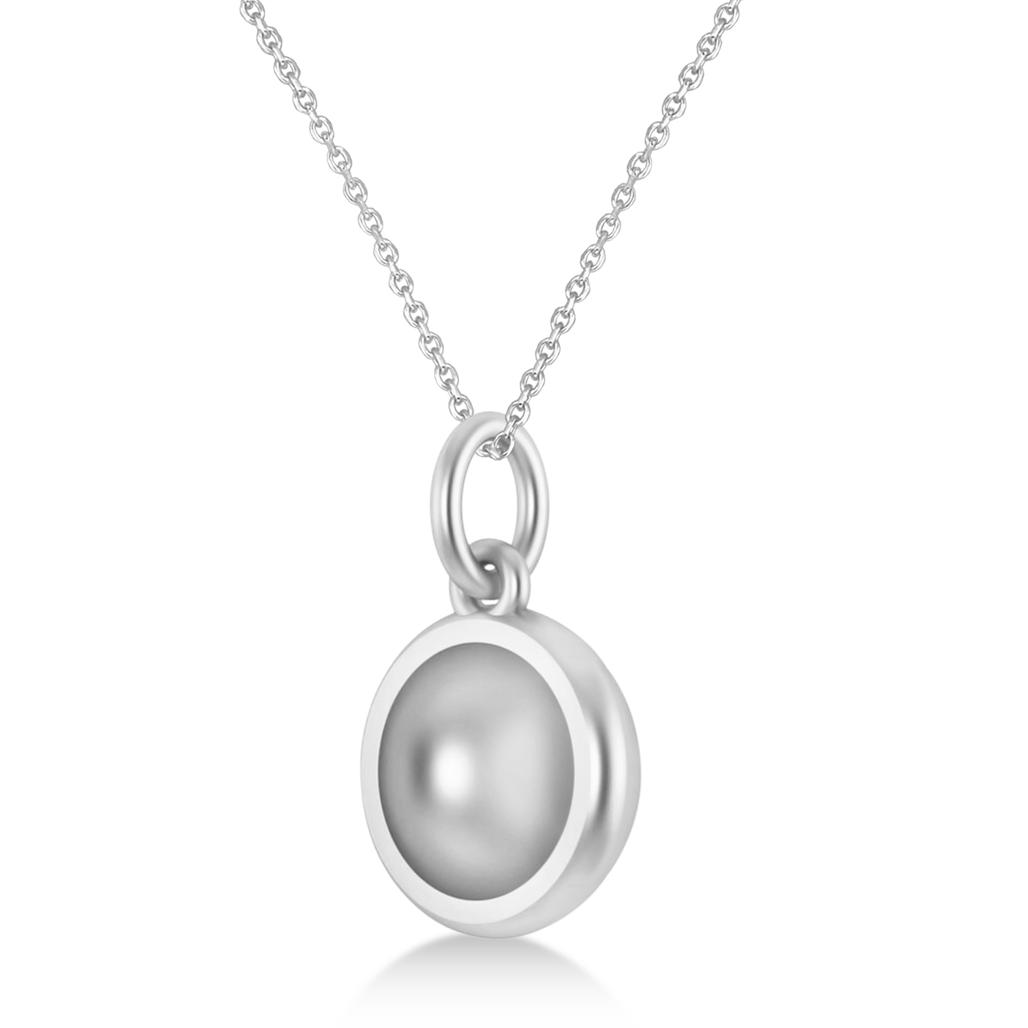 Tennis Ball Charm Pendant Necklace 14K White Gold - AZ24744