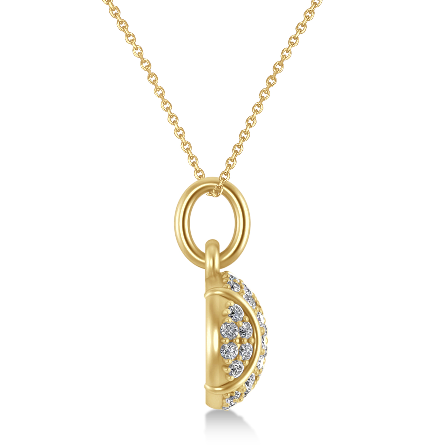 Diamond Tennis Ball Charm Pendant Necklace 14K Yellow Gold (0.38ct)