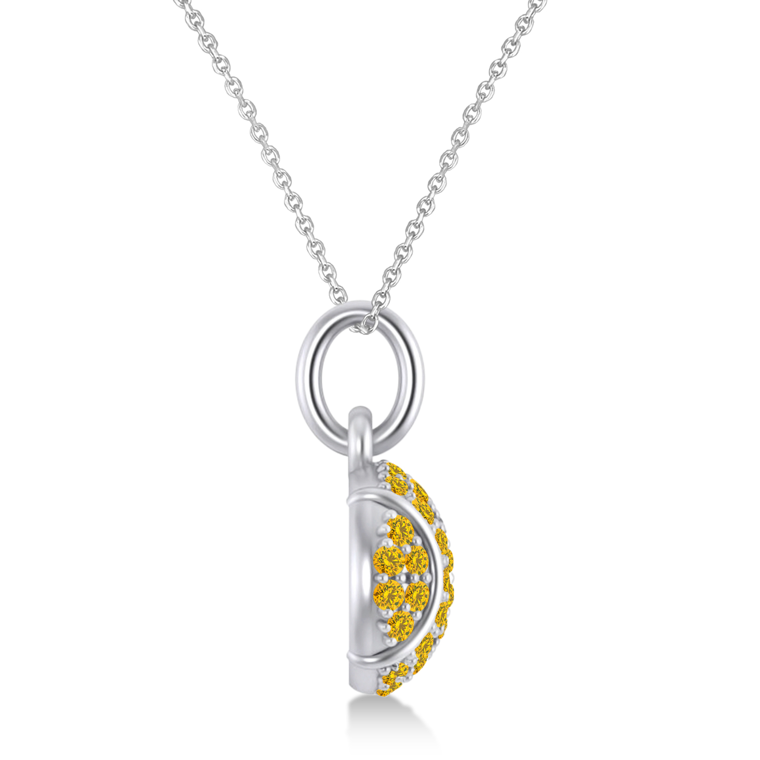 Yellow Sapphire Tennis Ball Charm Pendant Necklace 14K White Gold (0.42ct)