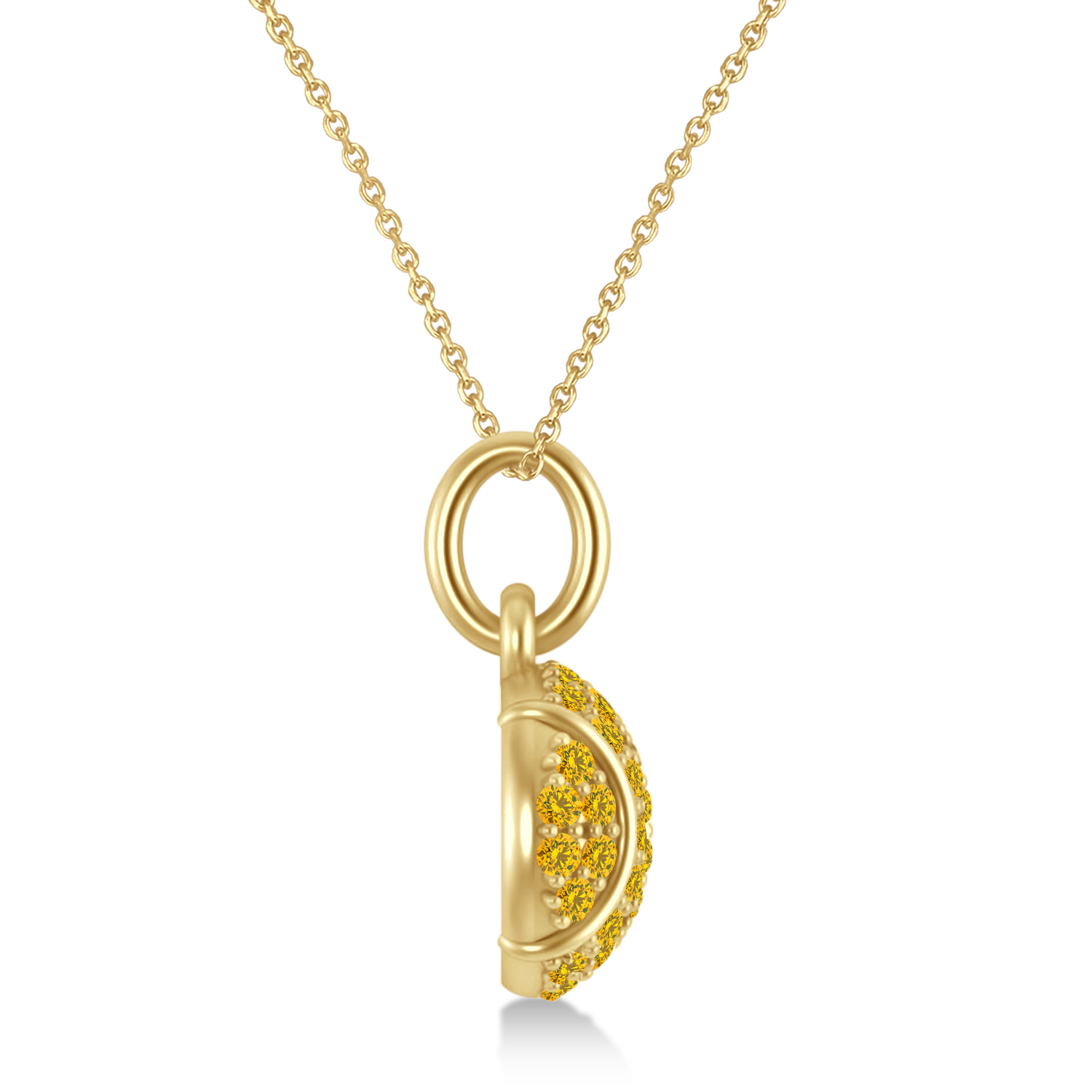 Yellow Sapphire Tennis Ball Charm Pendant Necklace 14K Yellow Gold (0.42ct)