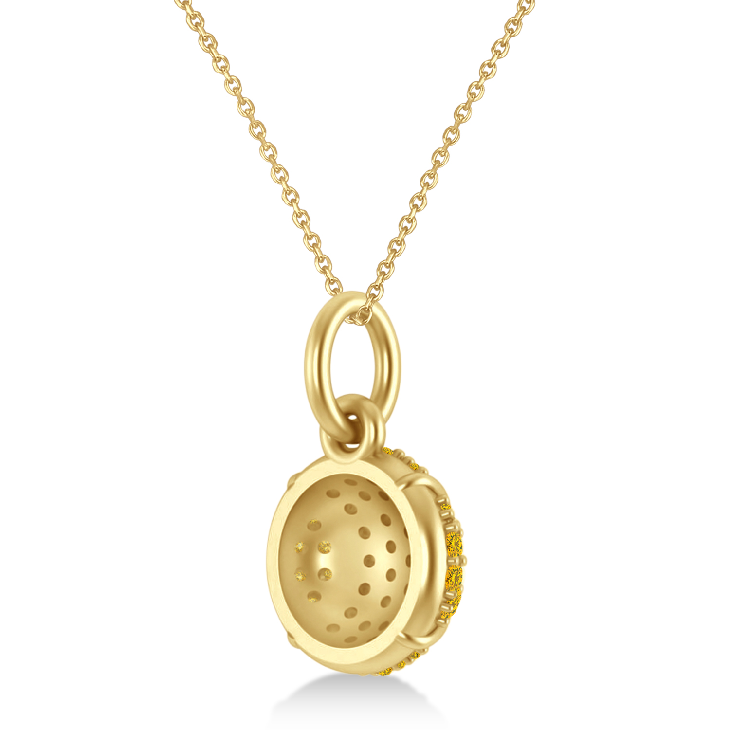 Yellow Sapphire Tennis Ball Charm Pendant Necklace 14K Yellow Gold (0.42ct)