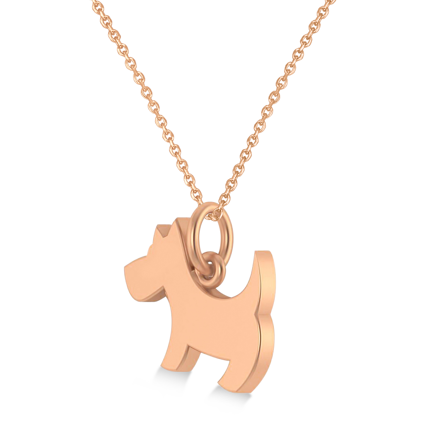 Diamond Puppy Dog Animal Lover Pendant Necklace 14K Rose Gold (0.04ct)