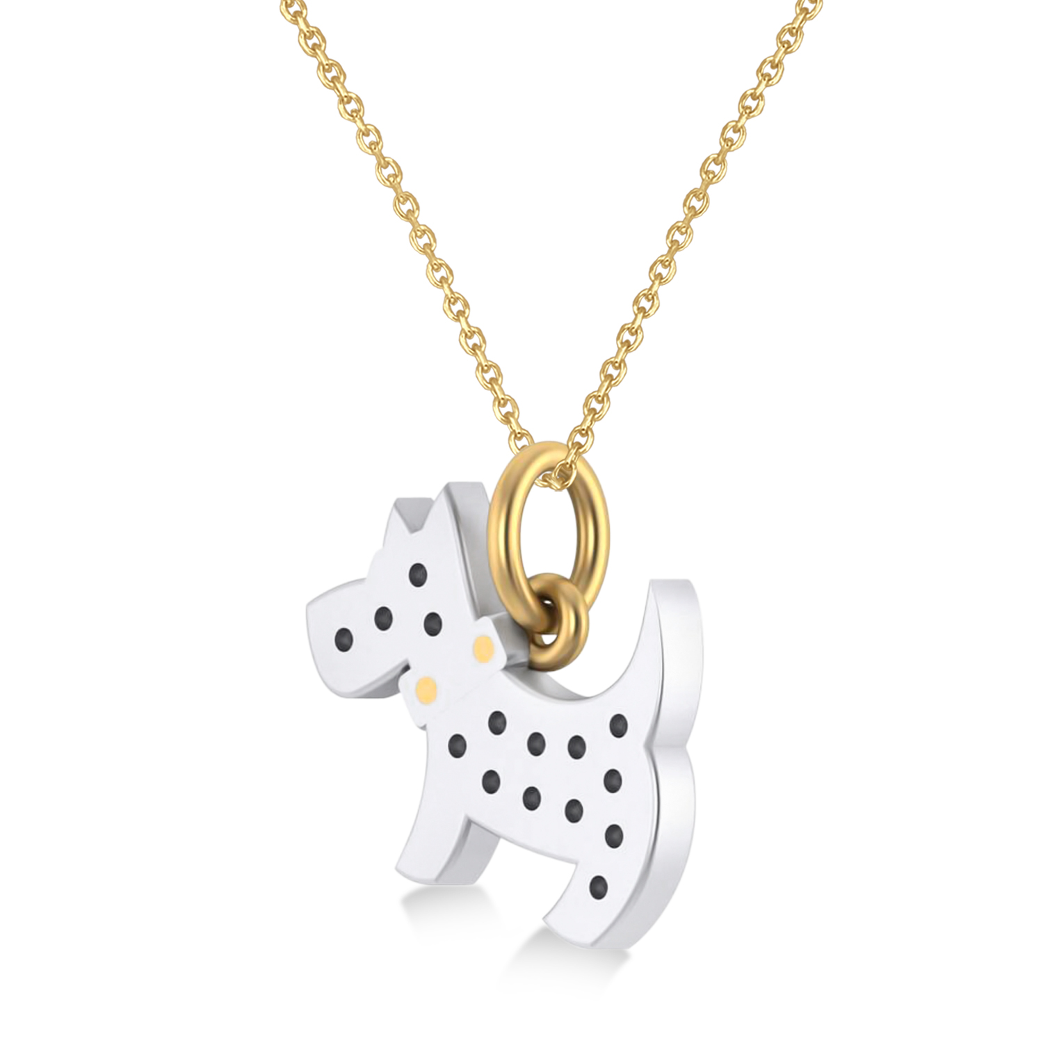 Diamond Puppy Dog Animal Lover Pendant Necklace 14K Two-Tone Gold (0.30ct)