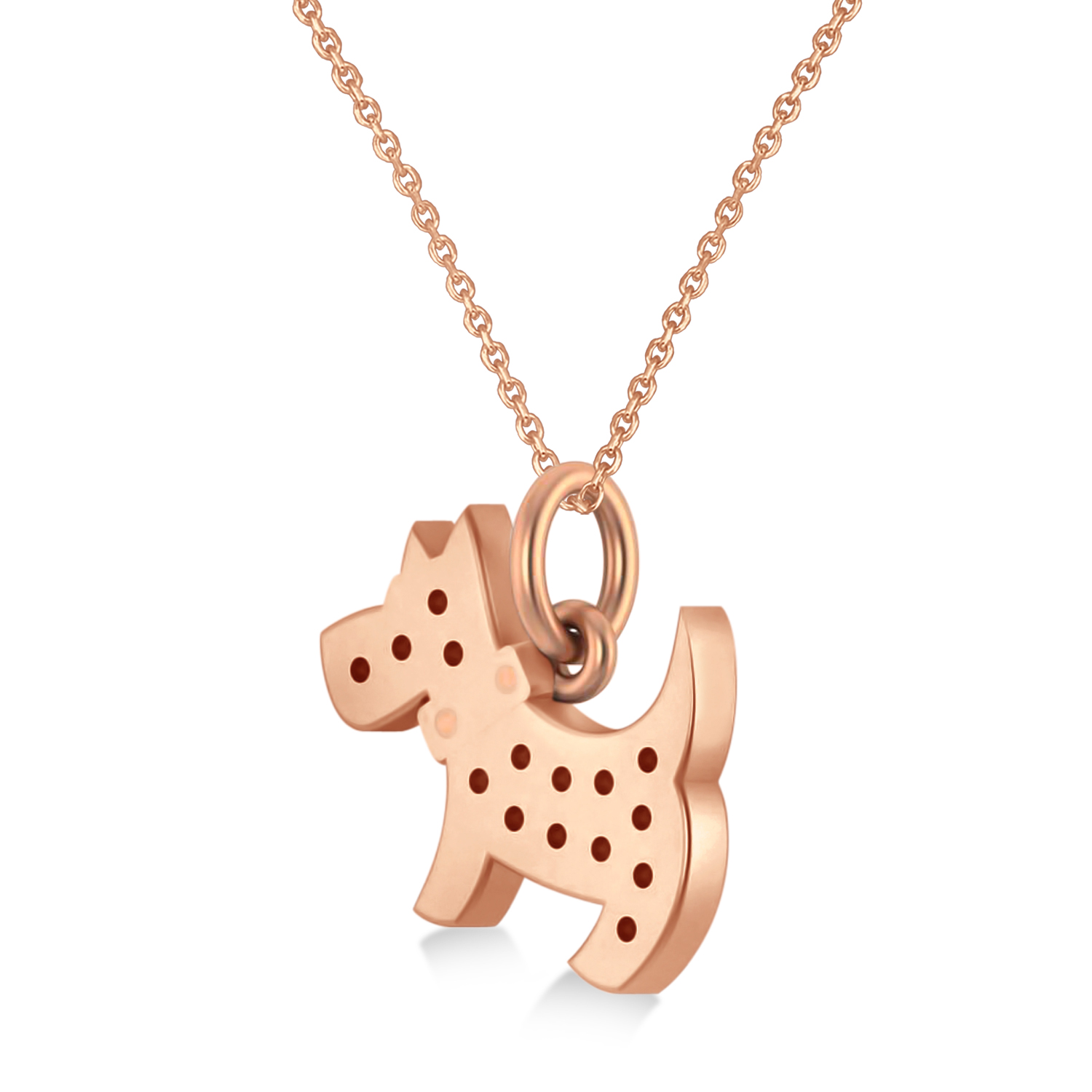 Diamond Puppy Dog Animal Lover Pendant Necklace 14K Rose Gold (0.30ct)