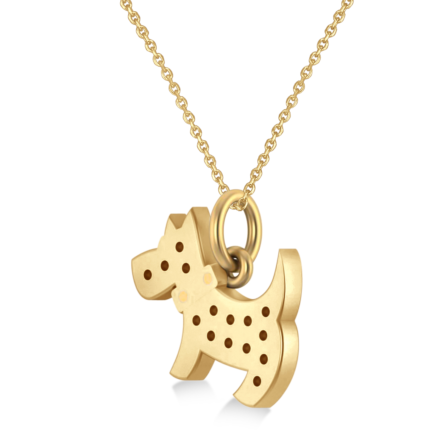 Diamond Puppy Dog Animal Lover Pendant Necklace 14K Yellow Gold (0.30ct)