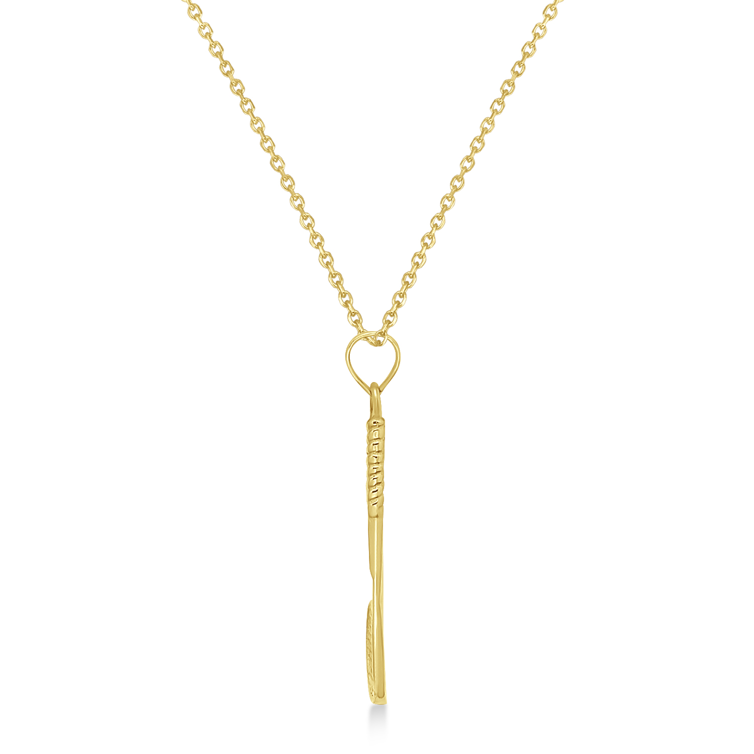Tennis Racket Pendant Necklace 14K Yellow Gold