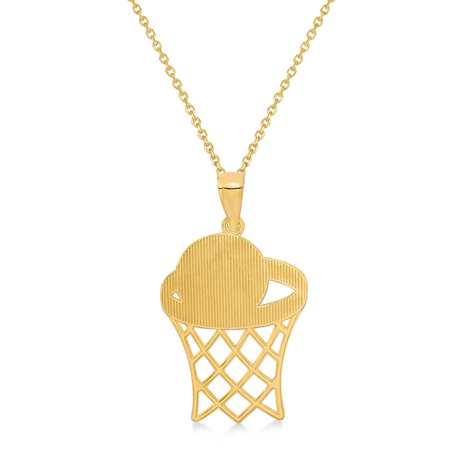 Basketball Charm Men's Pendant Necklace 14K Yellow Gold