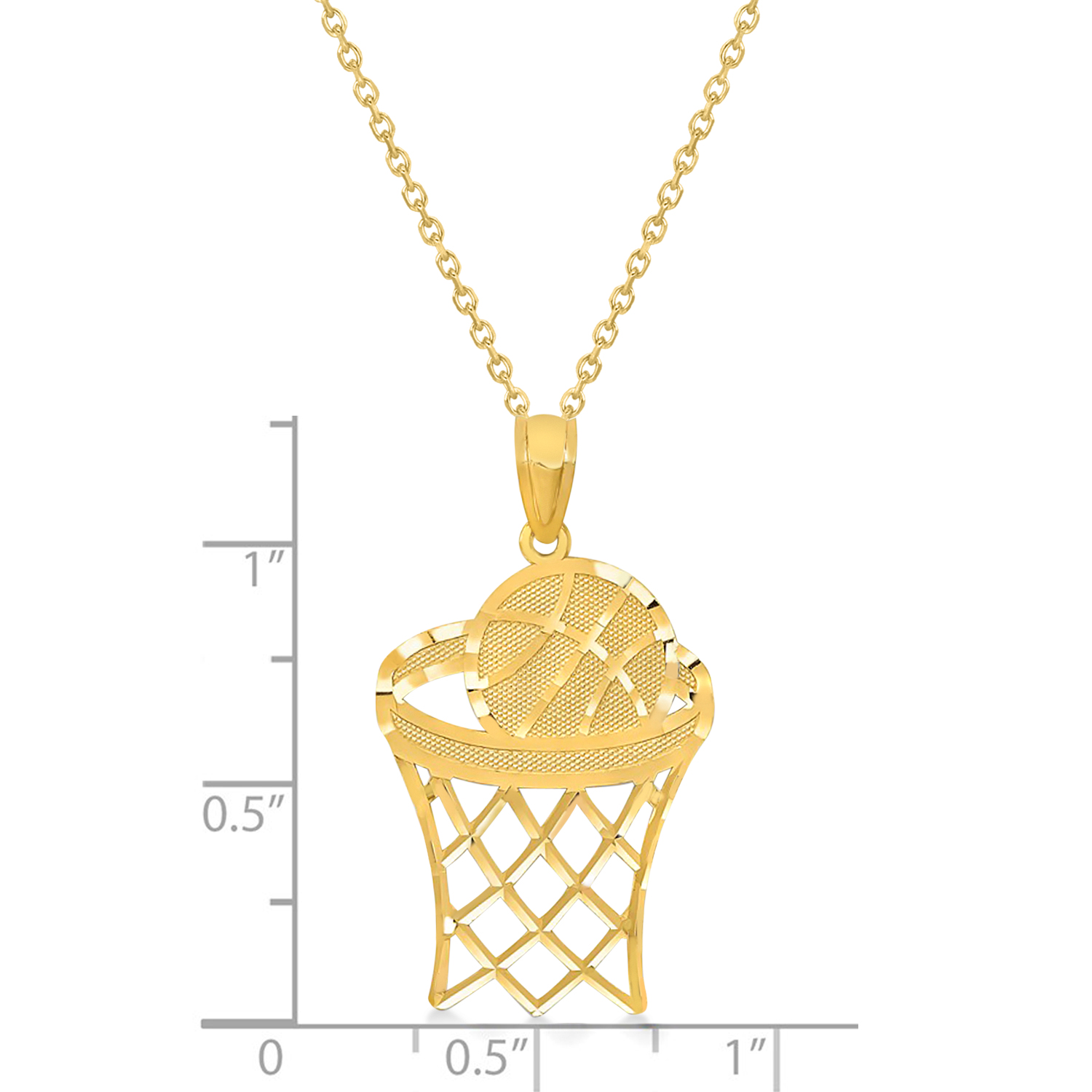 Basketball Charm Men's Pendant Necklace 14K Yellow Gold
