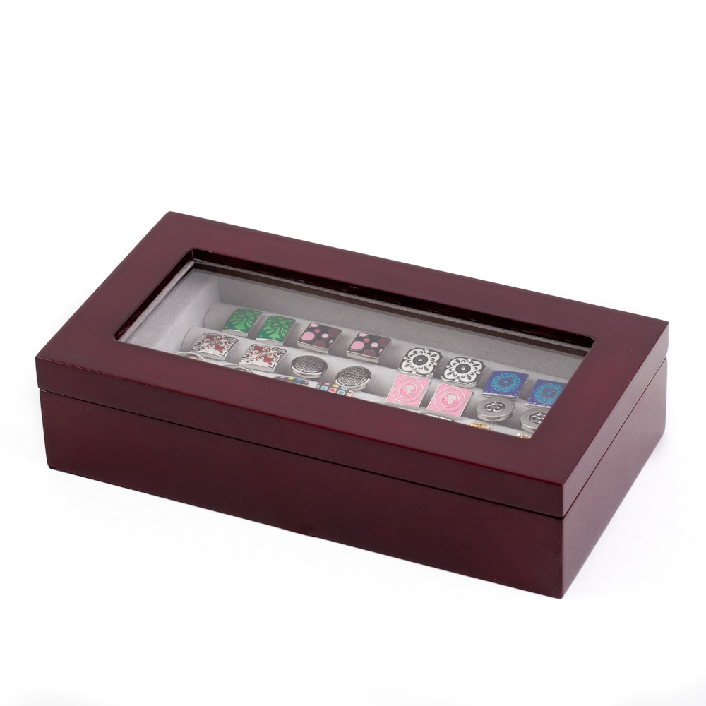 Twenty Cufflinks Storage Box Mahogany Wood Finish